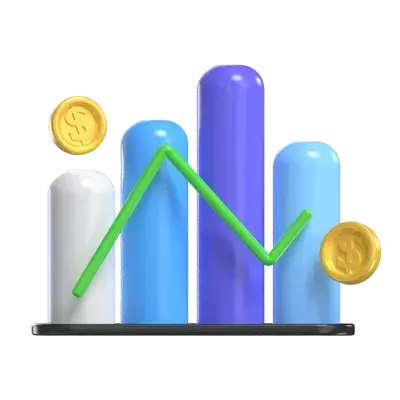 Coin And Chart 3D Illustration