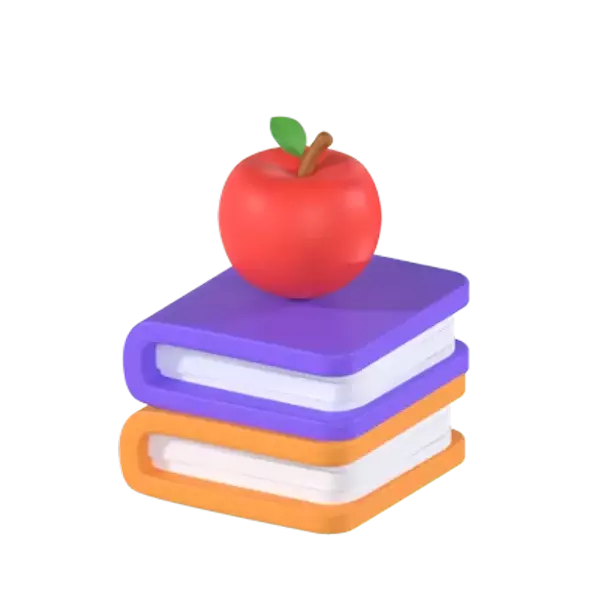 Books And Apple 3D Graphic