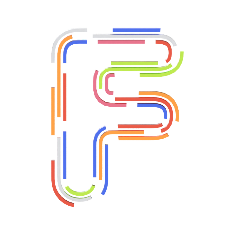 F Letter 3D Shape Stripe Text 3D Graphic