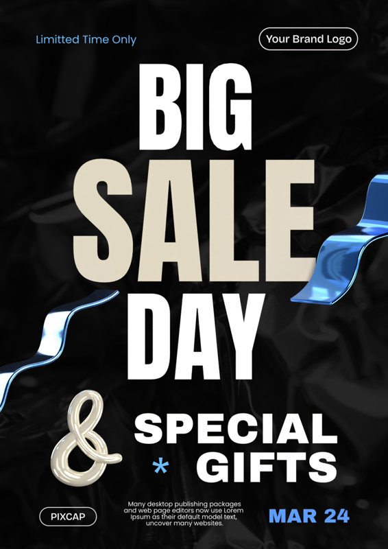 Big Sale Day Promotion Poster Big Typo Layout 3D Template