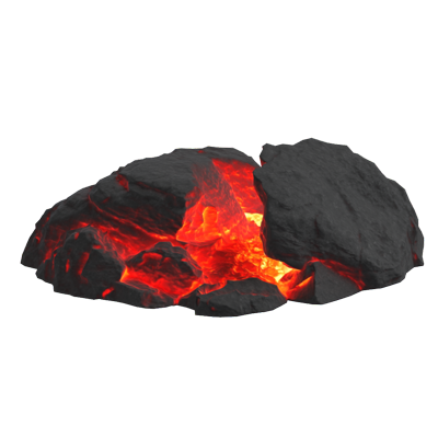 Volcanic Rock 3D Model With Lava Flow Glowing 3D Graphic