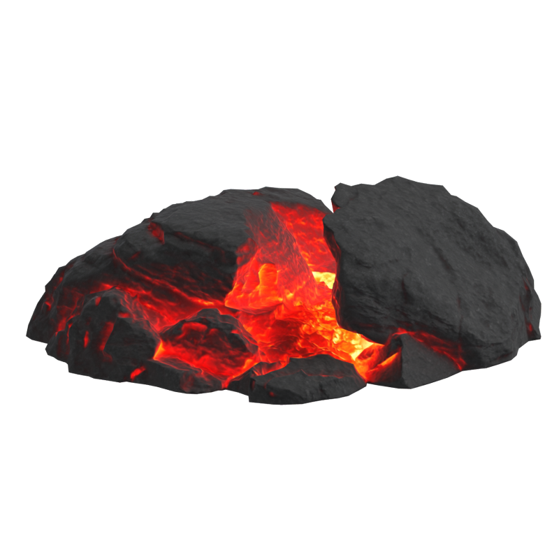 Modelo 3D de rocha vulcânica com fluxo de lava brilhando 3D Graphic