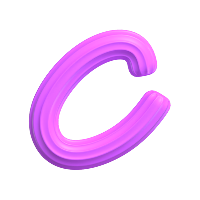 C   Letter 3D Shape Creamy Text 3D Graphic