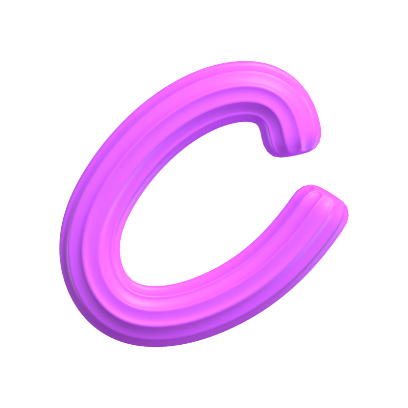 C Letter 3D Shape Creamy Text