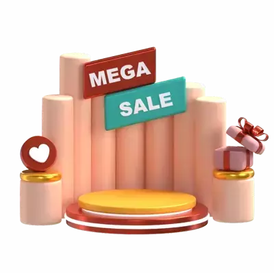 Mega Sale Podium 3D Graphic