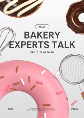 Bakery Experts Talkshow Poster With Donuts Decoration 3D Template 3D Template