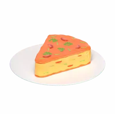 3D Frittata Slice On A Plate 3D Graphic