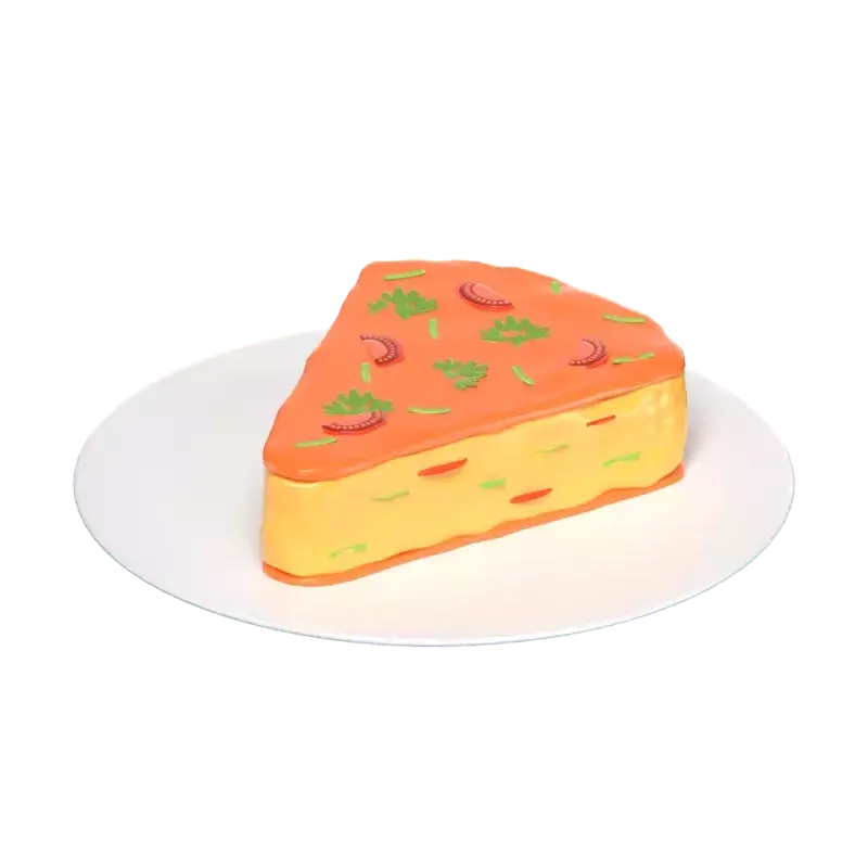 3D Frittata Slice On A Plate