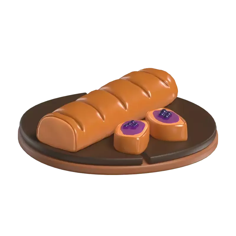  French Elegance A 3D Glimpse Of Baguette With Jam 3D Graphic