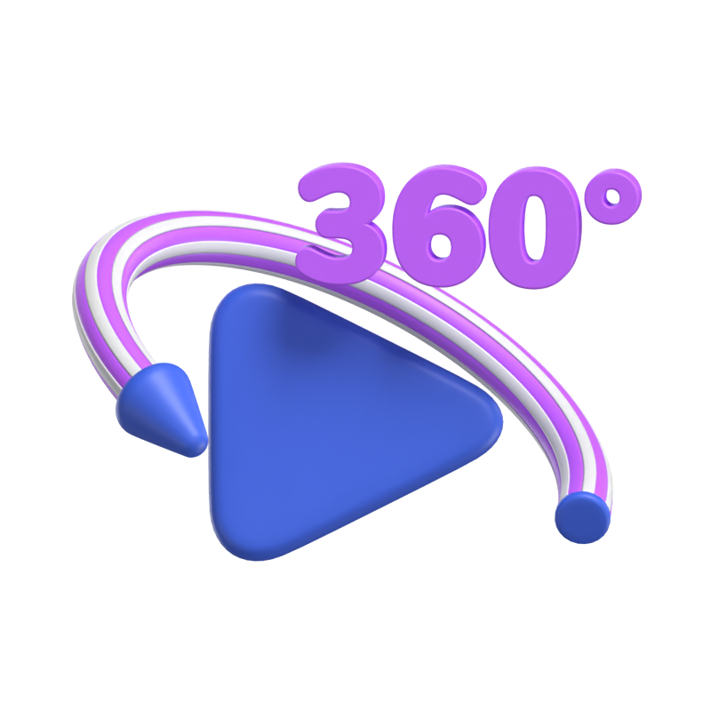 360-Grad-Video-3D-Symbol 3D Graphic