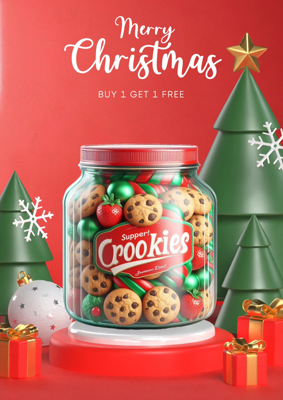 Christmas Podium Cookies 3D Template