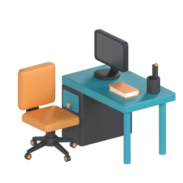 Desk And Chair 3D Graphic
