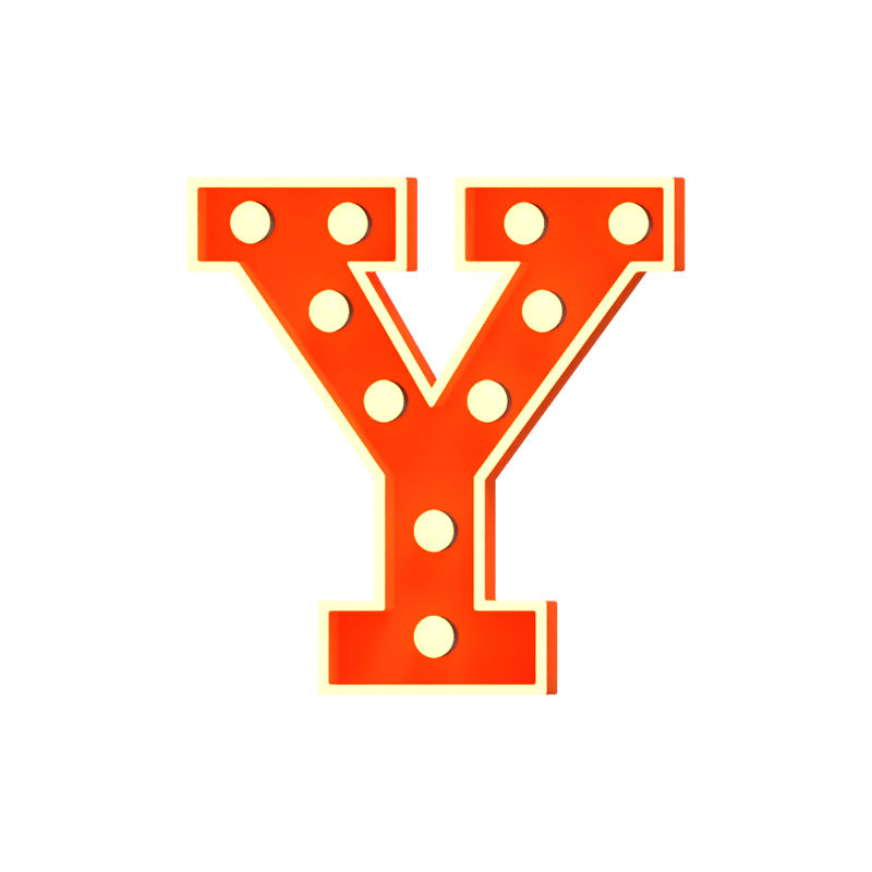 Y Letter 3D Shape Marquee Lights Text 3D Graphic
