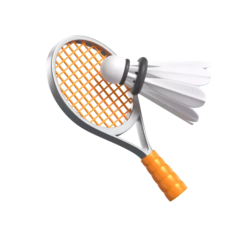 3D Shuttlecock With Racket 3D Graphic