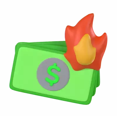 Money Burning 3D Graphic