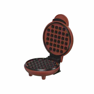 3D Minimalist Waffle Maker With A Checkered Motif 3D Graphic