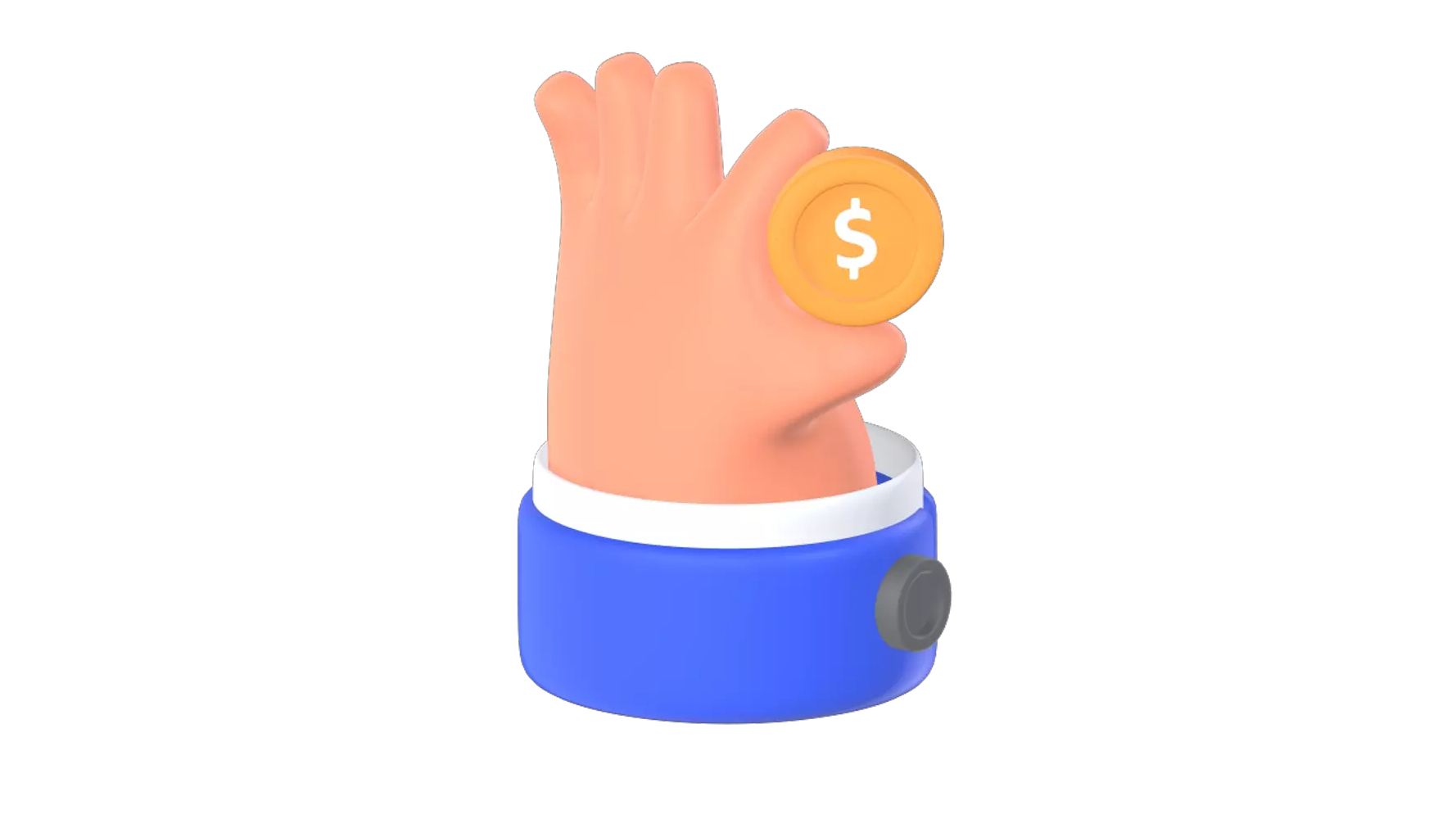 Hand Holding Coin 3D Graphic