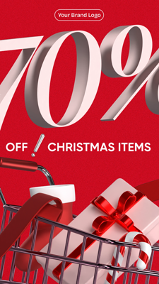 Red Christmas Sale 3D Template