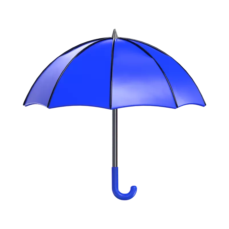 3D Blue Umbrella Model Stylish Shelter  3D Graphic