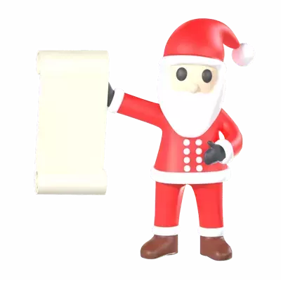 Santa Showing A List 3D Graphic