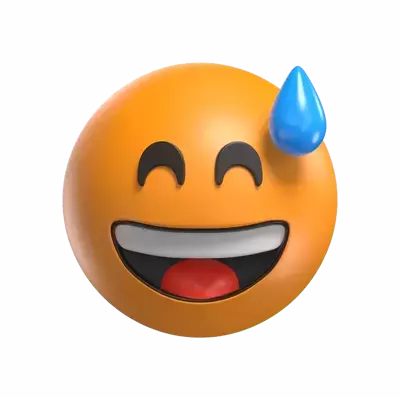 Grinning Face With Sweat 3D Icon 3D Graphic