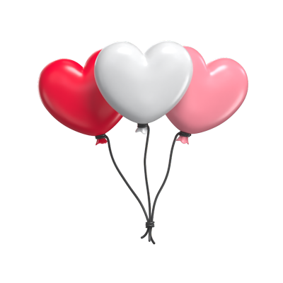 Heart Balloons 3D Illustration For Valentine's Day 3D Graphic