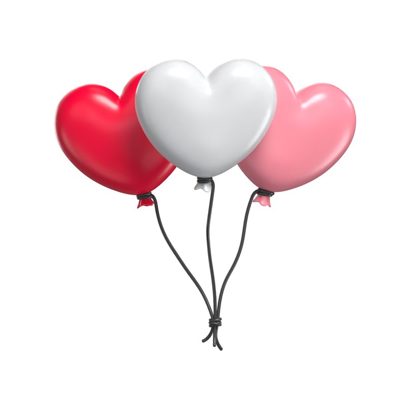 Heart Balloons 3D Illustration For Valentine's Day 3D Graphic