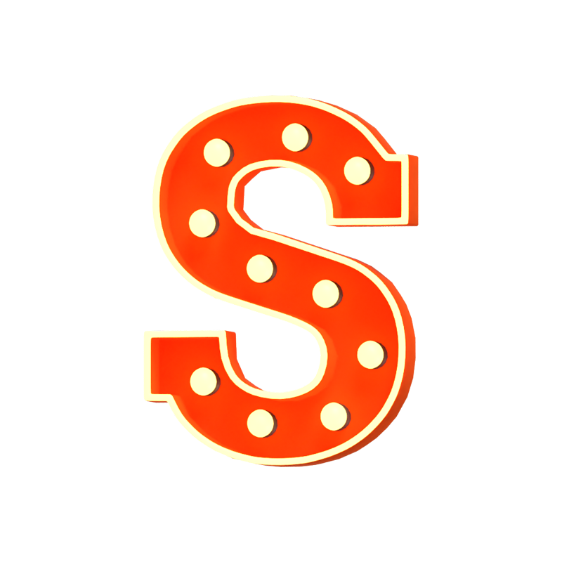 S Letter 3D Shape Marquee Lights Text 3D Graphic