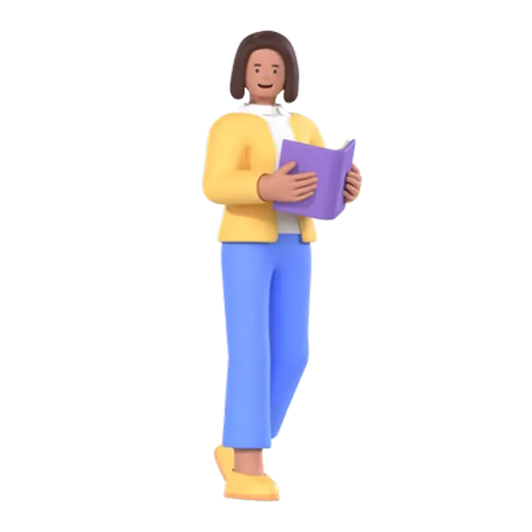 Business Woman Reading A Document 3D Graphic