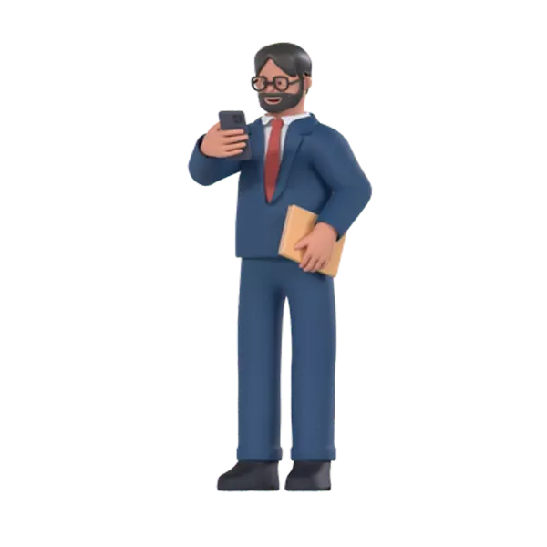 Business Man Holding Document And Phone