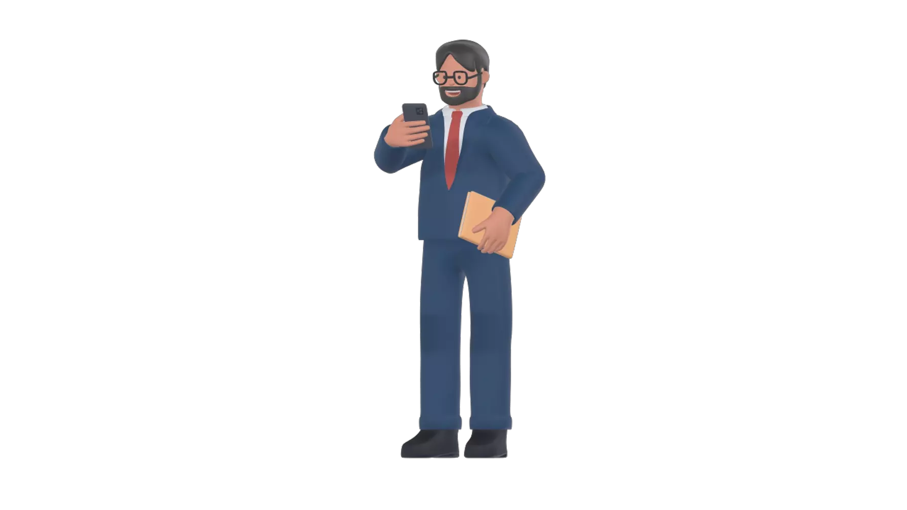 Business Man Holding Document And Phone 3D Graphic