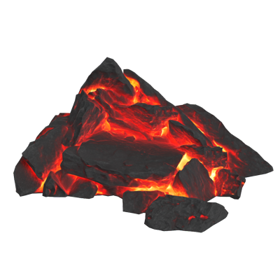 Large Volcanic Rock 3D Model With Lava Flow Glowing 3D Graphic