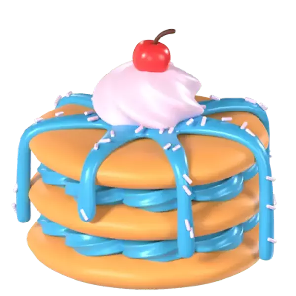 Birthday Pancake Melted Cream 3D Graphic