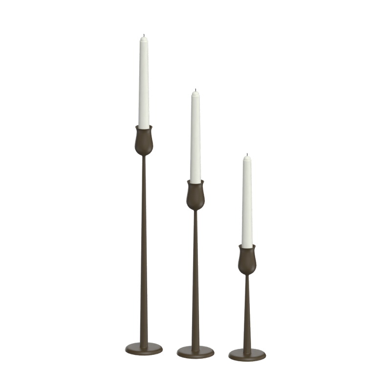 Three Long & Elegant Candle Holders In Different Sizes 3D Model 3D Graphic