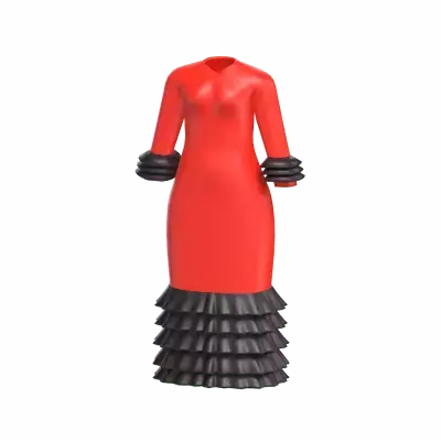 Traje de Flamenca Modelo 3D Ropa Española