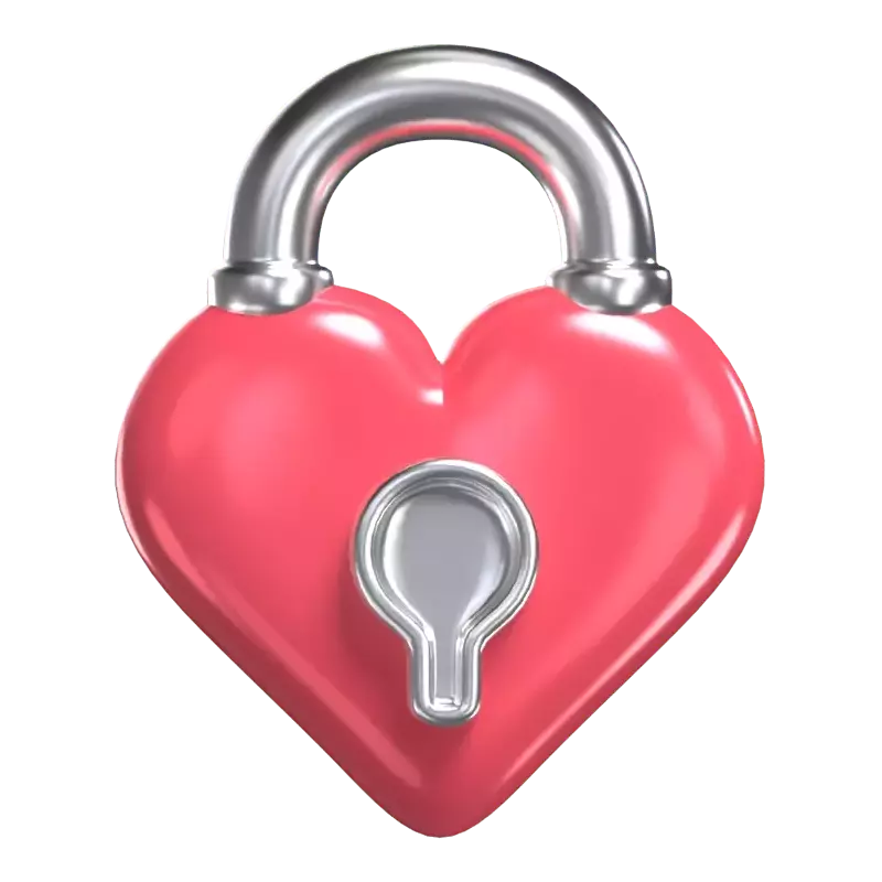 3D Lock Heart Model Secured Love 3D Graphic