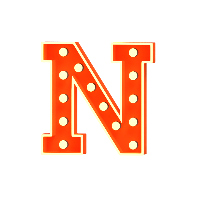 N Buchstabe 3D Form Marquee Lights Text 3D Graphic