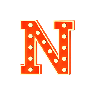 N Letter 3D Shape Marquee Lights Text 3D Graphic
