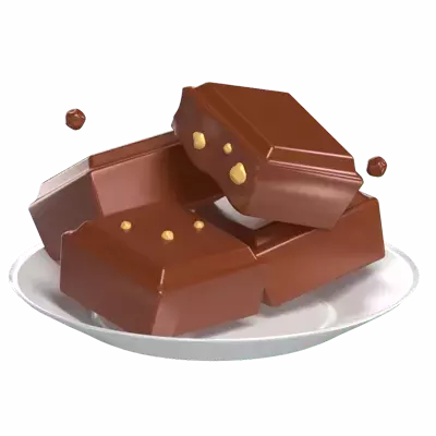 Choco Chunks On Plate 3D Graphic