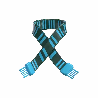 3D Green Scarf With Blue Stripes To Keep Neck Warm 3D Graphic