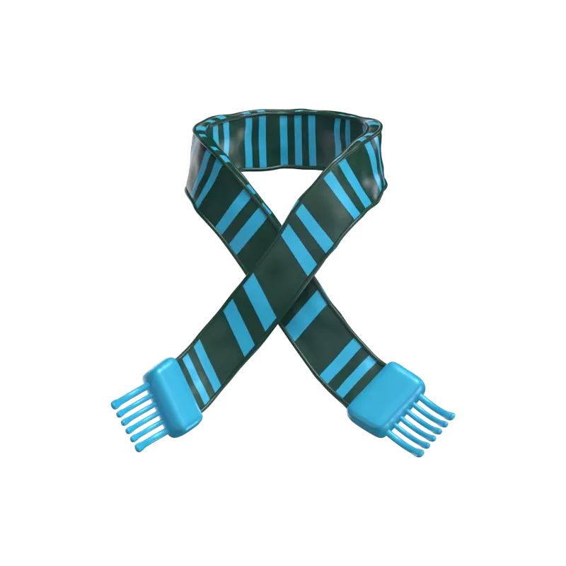 3D Green Scarf With Blue Stripes To Keep Neck Warm 3D Graphic