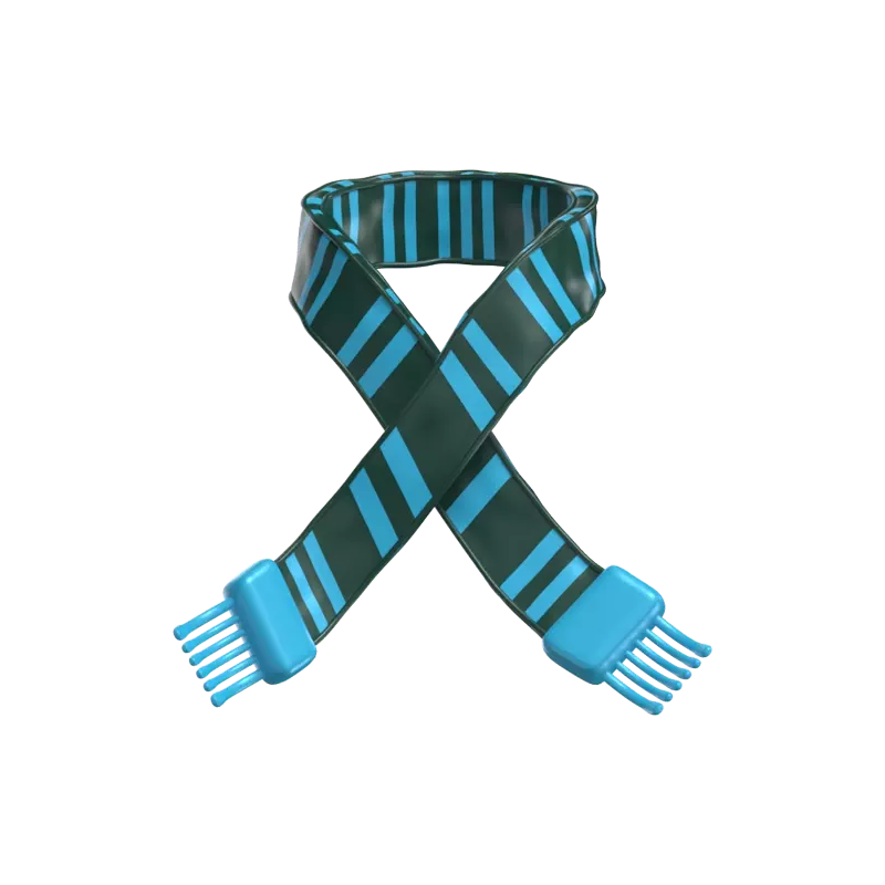 3D Green Scarf With Blue Stripes To Keep Neck Warm