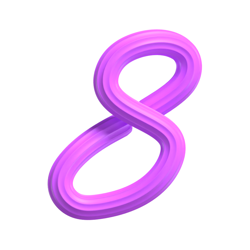  3D Number 8 Shape Creamy Text