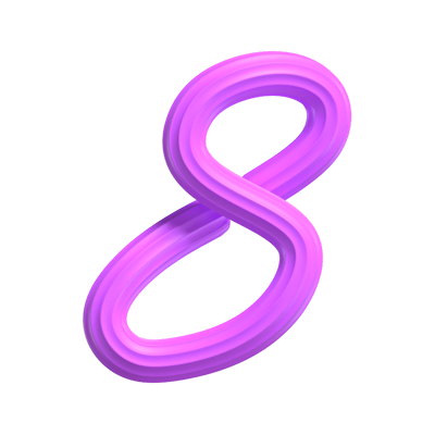  3D Number 8 Shape Creamy Text 3D Graphic
