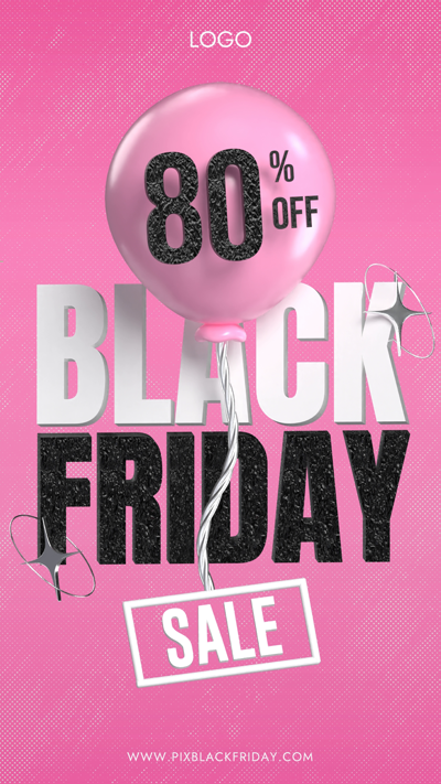 Black Friday Sale Black Pink Color 3D Text Typography