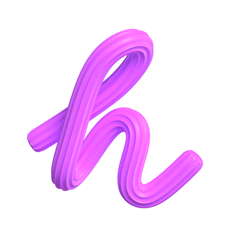 H   Letter 3D Shape Creamy Text