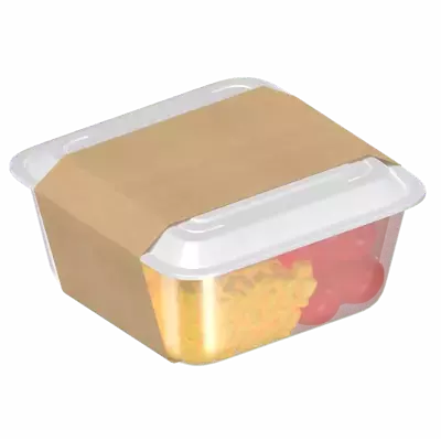 3D Big Square Food Container With Paper Label 3D Graphic