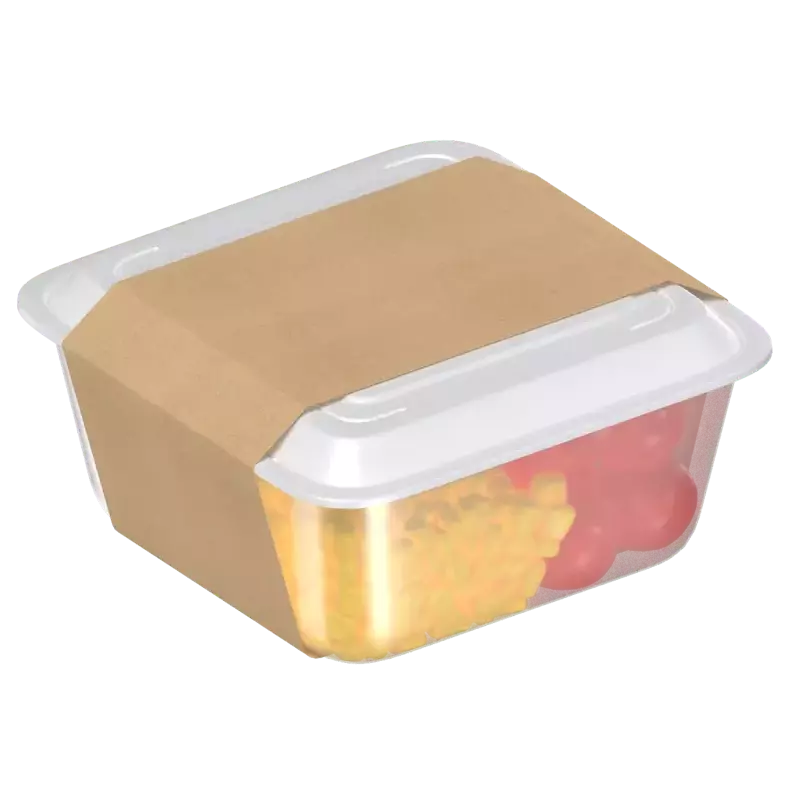 3D Big Square Food Container With Paper Label 3D Graphic