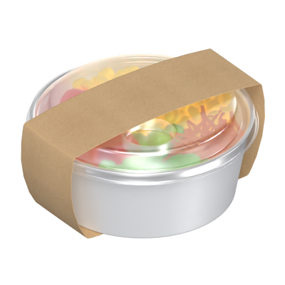 Vegetable 3D Food Container With Label 3D Graphic