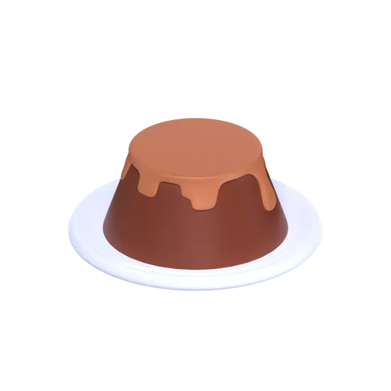 3D Chocolate Pudding On A Plate 3D Graphic